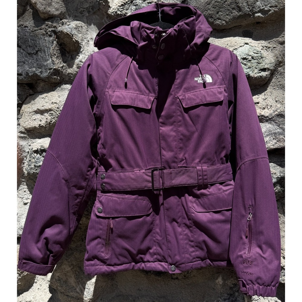 The North Face 600 Hyvent Belted Down Jacket‎ Womens M Purple Snowboard Ski